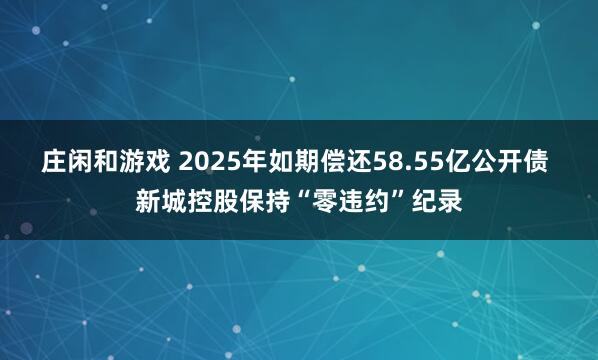 莊閑和游戲 2025年如期償還58.55億公開債 新城控股保持“零違約”紀錄