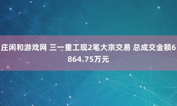 莊閑和游戲網 三一重工現2筆大宗交易 總成交金額6864.75萬元