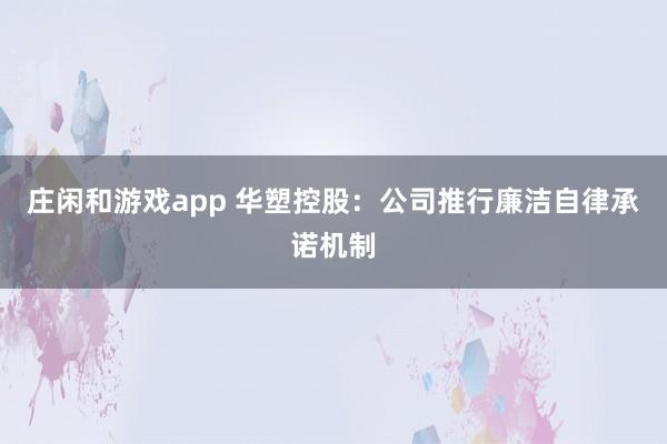 莊閑和游戲app 華塑控股：公司推行廉潔自律承諾機(jī)制