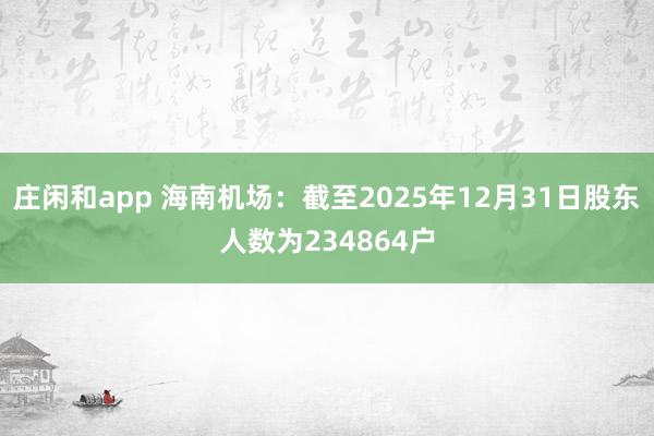 莊閑和app 海南機場：截至2025年12月31日股東人數(shù)為234864戶