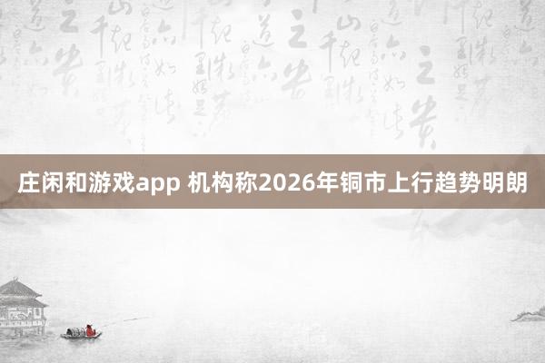 莊閑和游戲app 機構(gòu)稱2026年銅市上行趨勢明朗