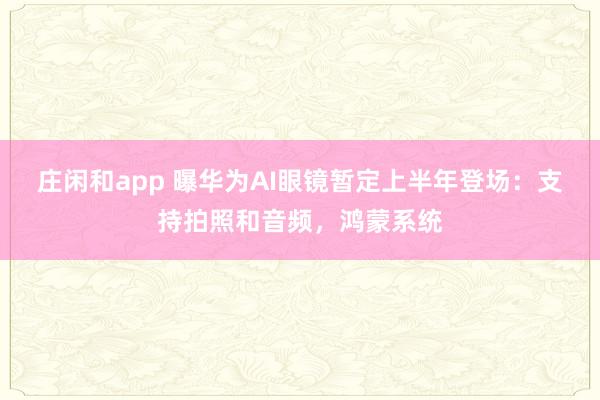 莊閑和app 曝華為AI眼鏡暫定上半年登場:支持拍照和音頻,鴻蒙系統