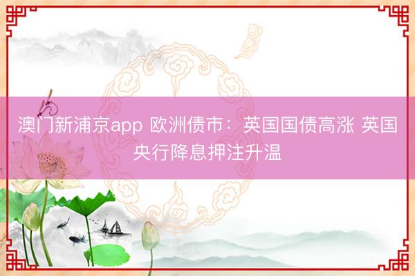 澳門新浦京app 歐洲債市：英國(guó)國(guó)債高漲 英國(guó)央行降息押注升溫